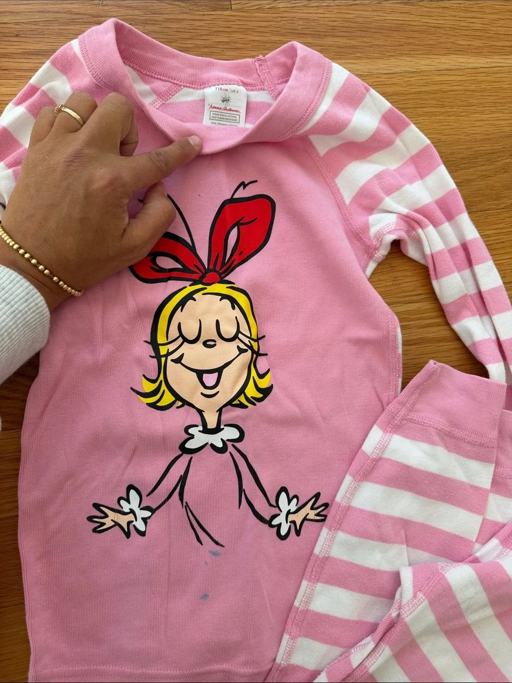2 pack Hanna Andersson Pink Striped Cartoon Girl Pajama Set